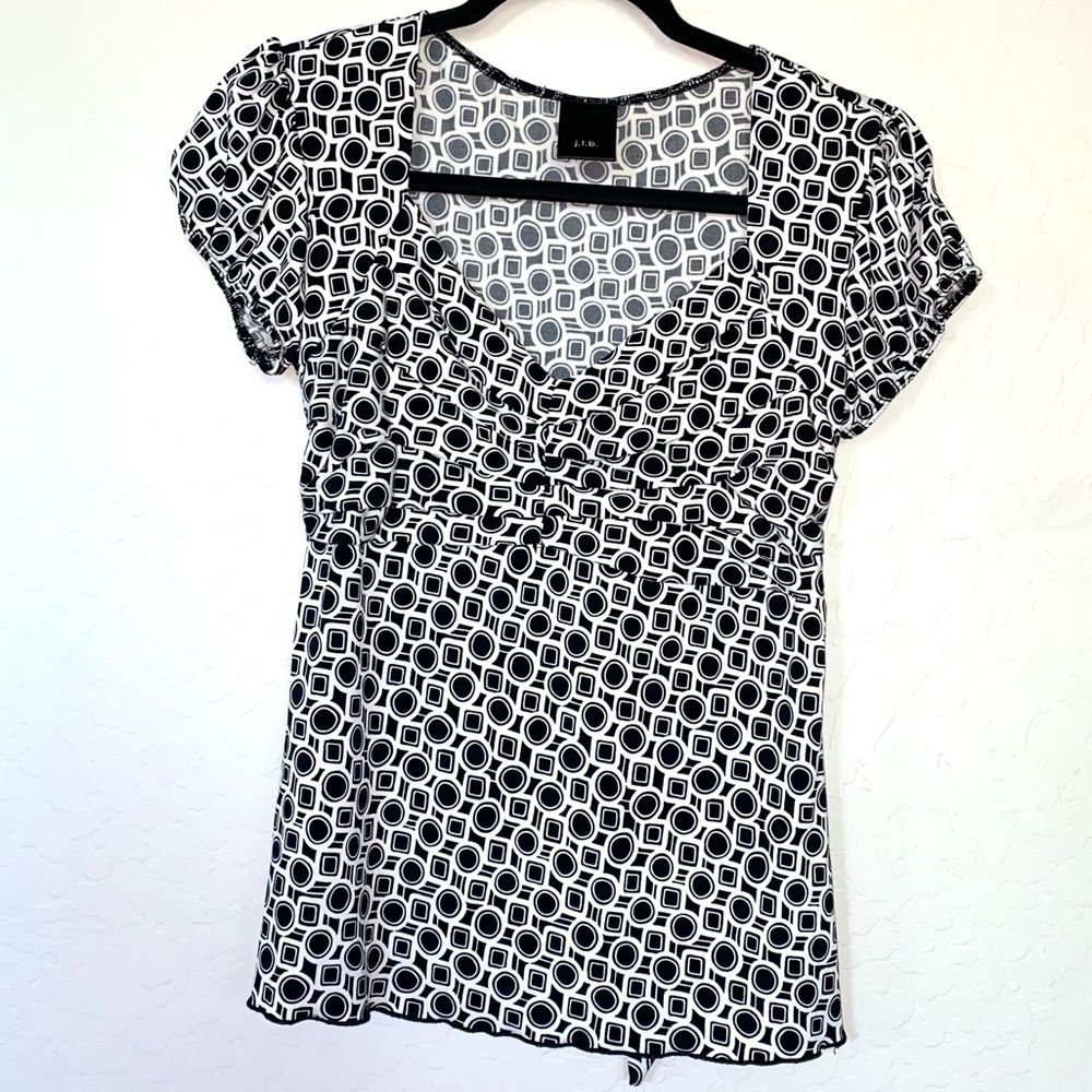 J.T.B Vtg 90's Early 2000 Y2K Black White Short Sleeve Top Women's Size S